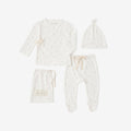 White Floral Organic Cotton Pointelle Layette 3 Pc Gift Set
