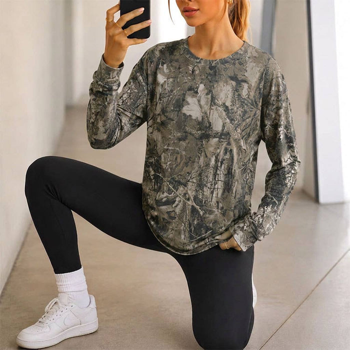 Woodland Leaf Camo Lightweight Oversized Long Sleeve Tee