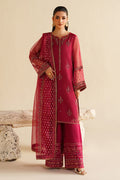 NAQSHI deep red ready-to-wear formal dress with detailed embroidery and straight long cut, styled for party and festive events